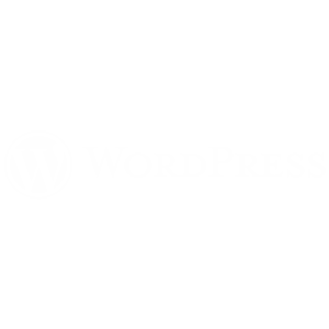 Weißes Logo "Wordpress" CMS.